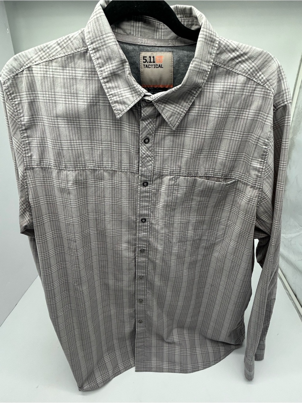 5.11 Tactical Gray Plaid Long Sleeve Quick Draw Shirt Large